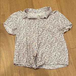 Zara White & Brown Ditsy Floral Button Down Shirt